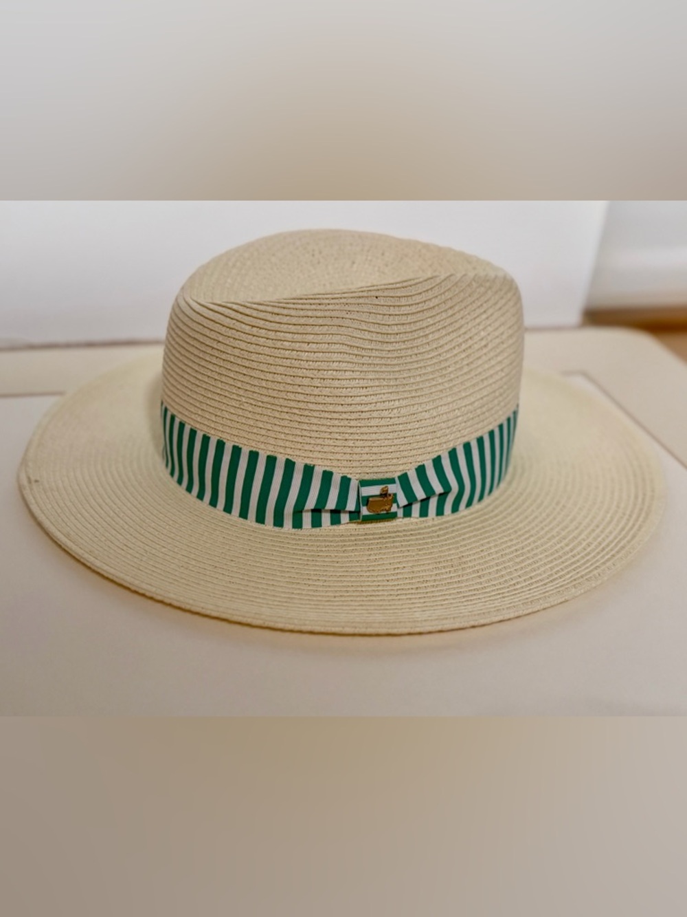 2025 Masters LADIES Dorfman Pacific Adjustable Straw Hat Green & White Band NEW